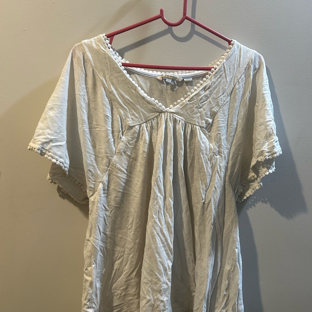 Boden Ivory Blouse with Delicate Trim